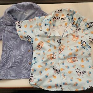 2 - 2T Toddler Boys Button Ups - Bluey And Carters Hawaiian Like New